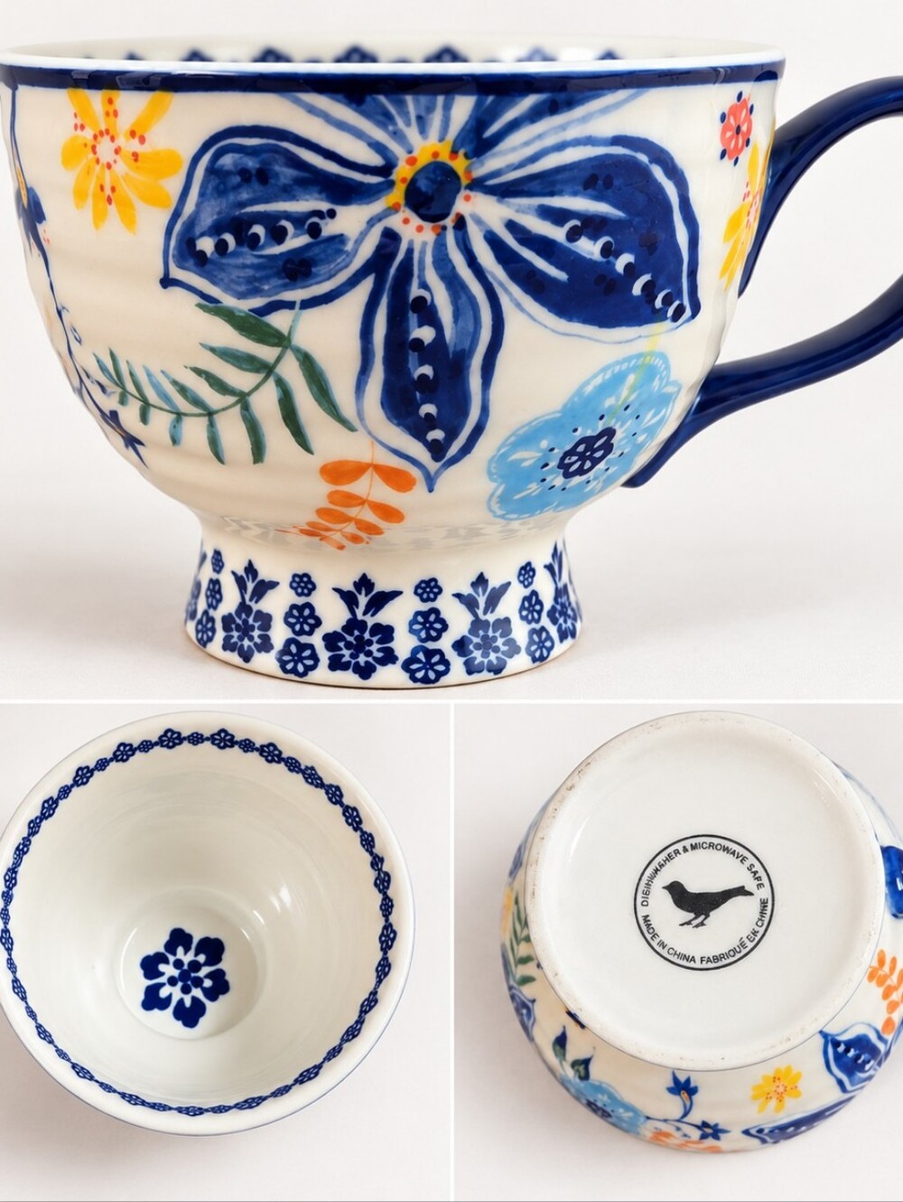 Anthropologie Sip of Nectar Floral Footed MugAnthropologie